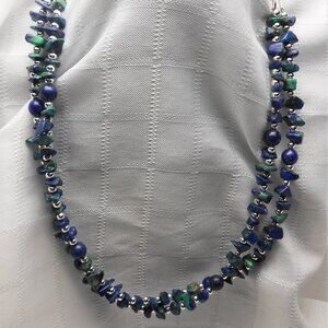 No26 Handmade necklace-bracelet with two detachable rows of polished stones